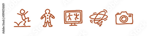 Motion Capture and Photography Icons Brown Doodle Style