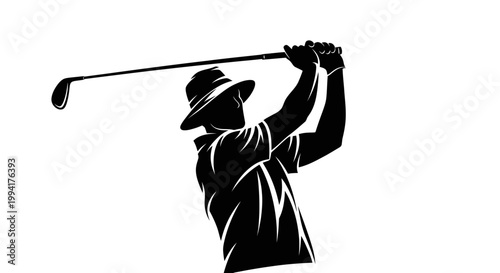 Man swinging golf club backswing.