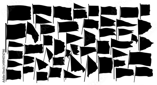 Black flags on white background.