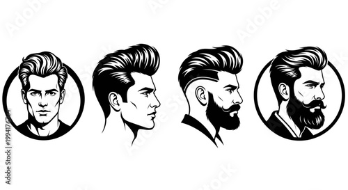 Men Hairstyle Pompadour Beard Styles.