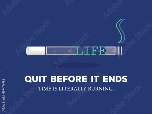 Quit Before It Ends Time is Literally Burning - A Powerful Anti-Smoking Vector Illustration
