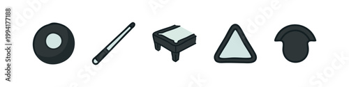 Billiards and Snooker Equipment Color Icon Set