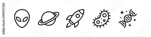 Sci-Fi and Biology Minimal Line Icon Set