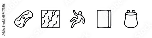 Minimalist Line Art Icons for Bouldering and Outdoor Rock Climbing