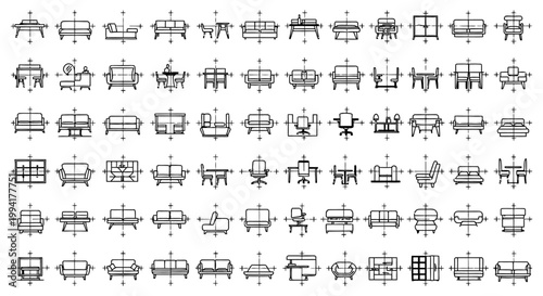a versatile collection of architectural furniture symbols and floor plan icons ideal for interior design cad plan and layout planning.