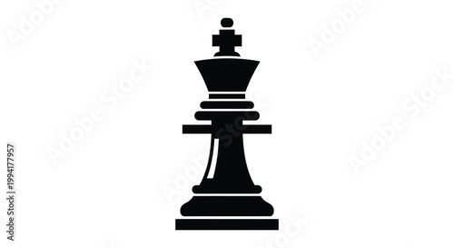 A stark black chess king stands prominently against a white background a bold and iconic silhouette high quality professional