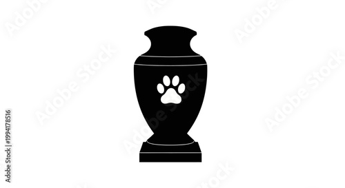Elegant Black Urn with Paw Print Symbol for Pet Ashes.