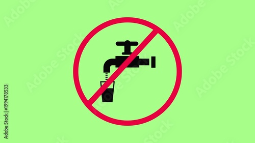 No Drinking Water Tap Prohibition Sign Red Circle Isolated on Green Background red circle sign isolated symbol.