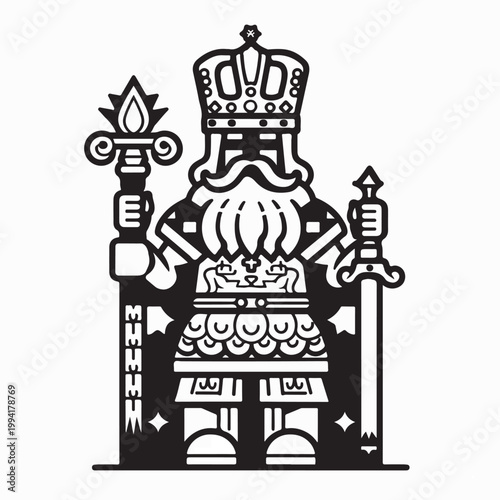 King Character Full Body Standing Pose for Card Illustration