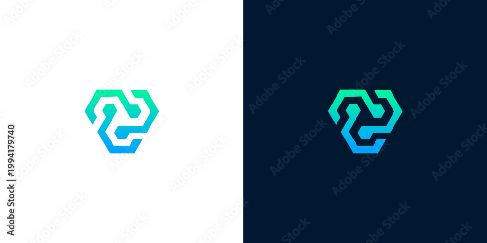 Obraz premium Modern abstract hexagonal geometric network technology logo symbol design inspiration