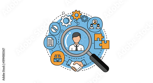 Human Resources and Recruitment Concept Illustration with Talent Acquisition and Hiring Icons