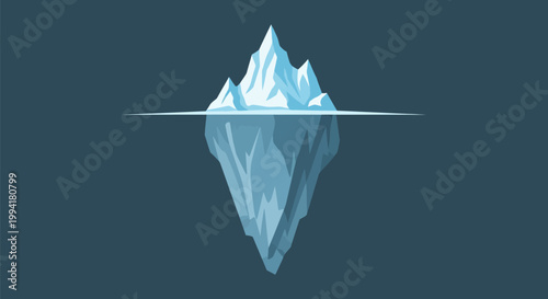 Minimalist Iceberg Vector Illustration Representing Hidden Depth and the Tip of the Iceberg Concept