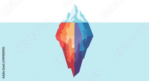 Abstract Geometric Iceberg Illustration - Hidden Depth Concept and Business Strategy Metaphor