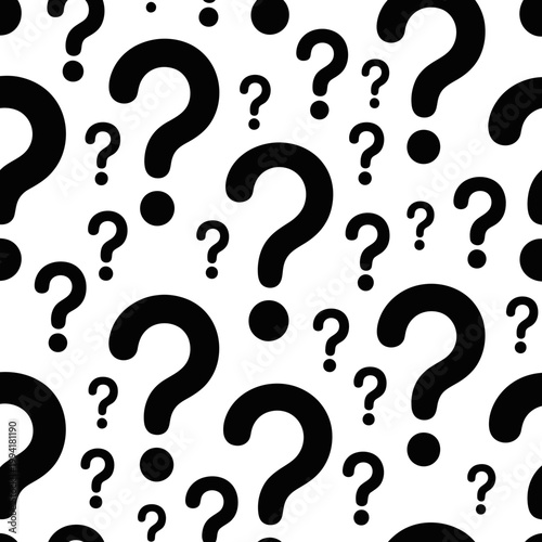 A question mark icon illustration with a seamless pattern design