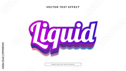 Premium liquid style editable text effect with purple and white gradient colors and 3d offset shadow