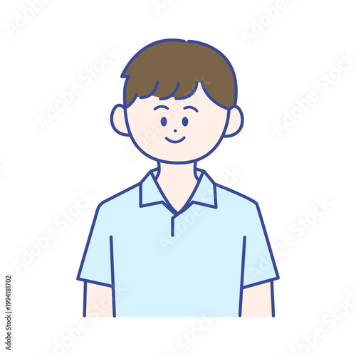 微笑む男性介護士の半身イラスト