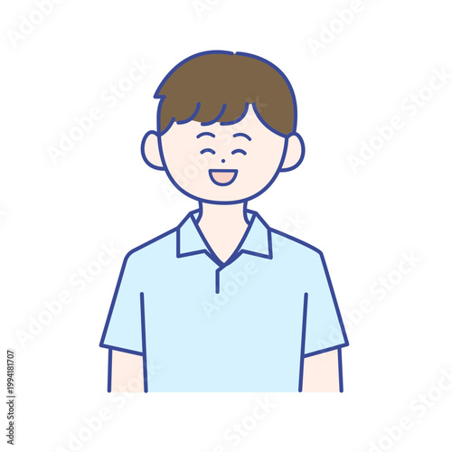 笑顔の男性介護士の半身イラスト