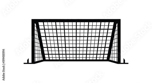 Bilde på lerret A stark black silhouette of a soccer goal with a rectangular frame viewed straig