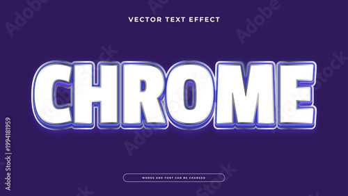 Professional chrome metallic text effect featuring a sleek silver finish and deep purple glow accents for a futuristic look
