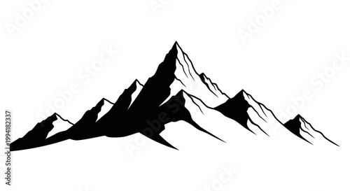 Black silhouette of mountain peaks.