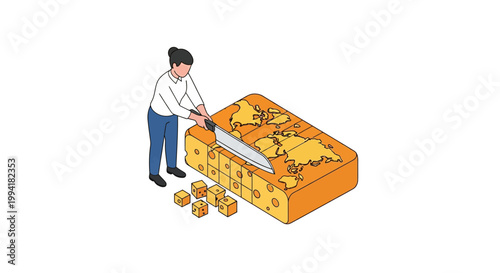 Man Carefully Stacking Cheese Blocks in a Precise and Organized Manner.