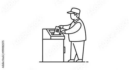 Man casting vote in a ballot box during election process.