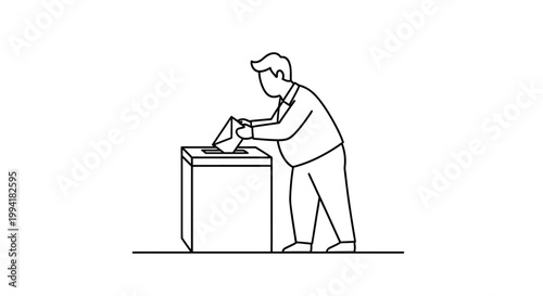 Man casting ballot into the ballot box during election process.