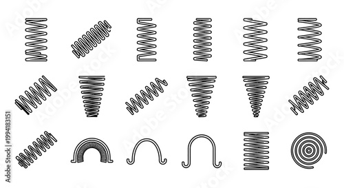 collection of various spring types engineering and mechanical components