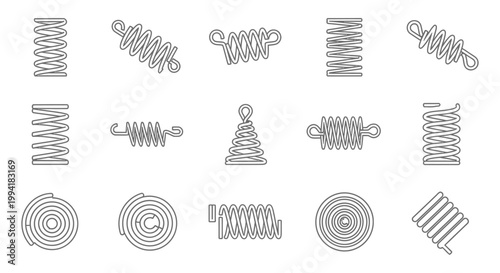 collection of various spring types including tension compression and spiral springs
