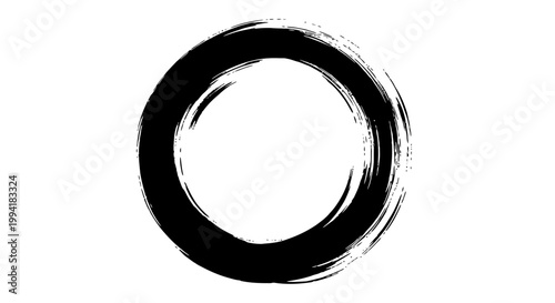 Black Brush Stroke Circle Shape.