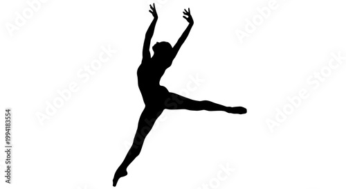Silhouette of Female Ballet Dancer Leaping.