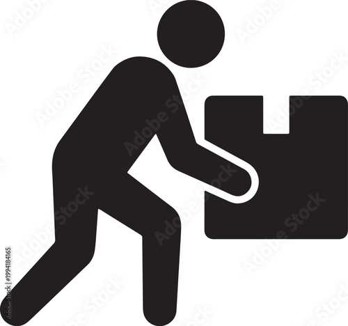 A person is moving a large box quickly across the floor with effort.