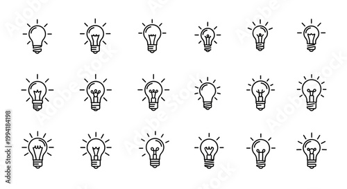 Black and white light bulb icons.