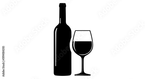 Wine bottle and glass icon.