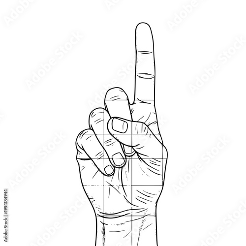 Vector illustration of a hand pointing up with index finger