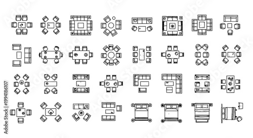 top view architectural furniture symbols and layout plans perfect for interior design projects showcasing various living room dining and bedroom arrangements.