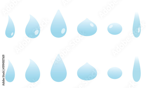 汗　雫　涙　水滴　イラスト　セット