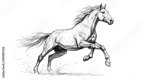 Detailed sketch of a majestic horse in motion.