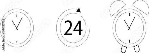 Minimalist black watch icon with hands on white background