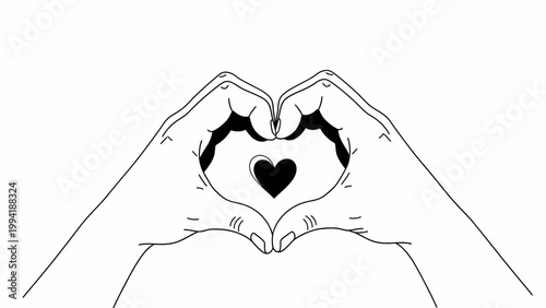 Human hands making heart shape sign, love and romantic gesture vector illustration.