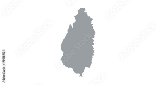 A grayscale outline depicts the island nation of saint lucia showcasing its distinctive shape and coastline high quality