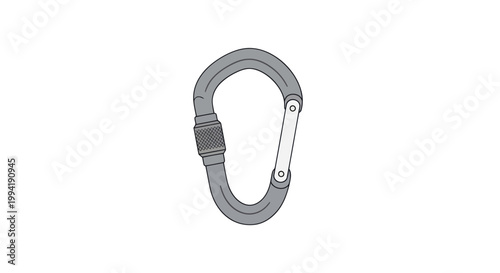 Silver Screw Gate Carabiner Clip Isolated on White Background