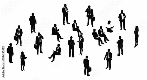 silhouette business people in meeting and conversation professional gathering