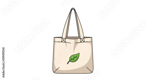 Eco-friendly reusable tote bag with green leaf logo for sustainable shopping