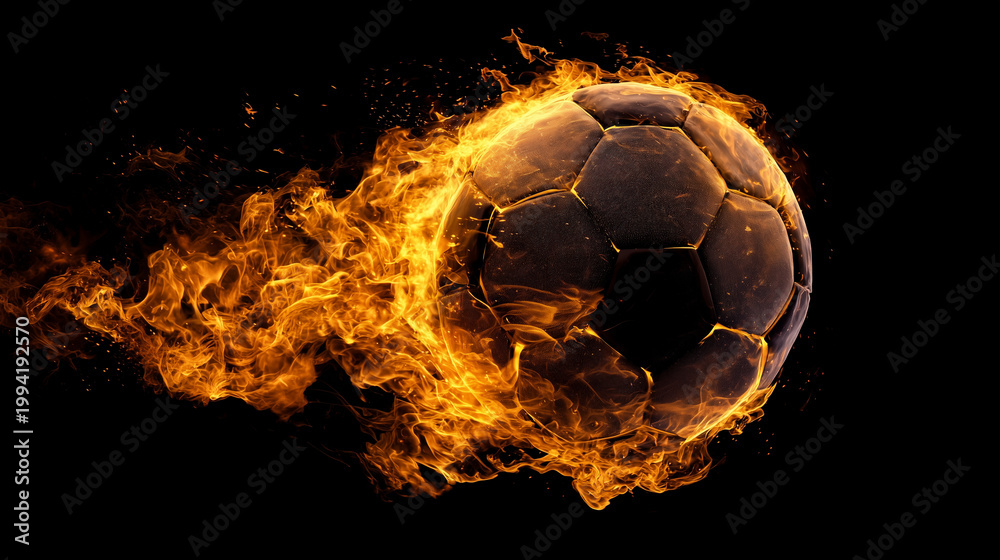 Fototapeta premium Sports Ball with Fire Trail Energy and Motion Concept