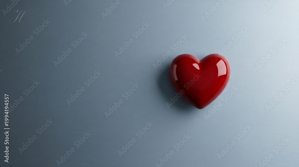 Fototapeta premium Red Heart Symbol Love Care Emotion Minimal Concept