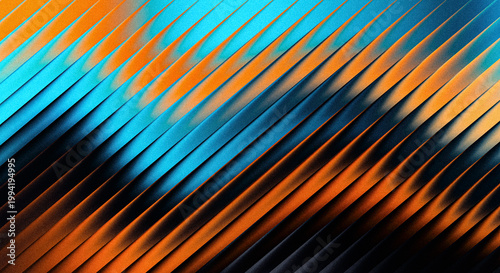 фотографія Abstract background with diagonal stripes in vibrant orange and cyan blue colors