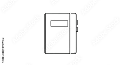 Simple line drawing of a closed electrical junction box, industrial equipment, technical illustration