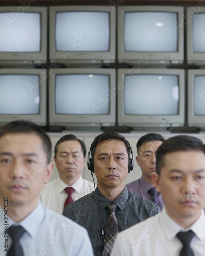 business people standing in a row