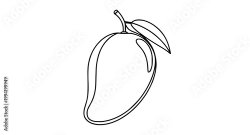Negative space mango silhouette minimalist abstract fruit vector illustration isolated on white background